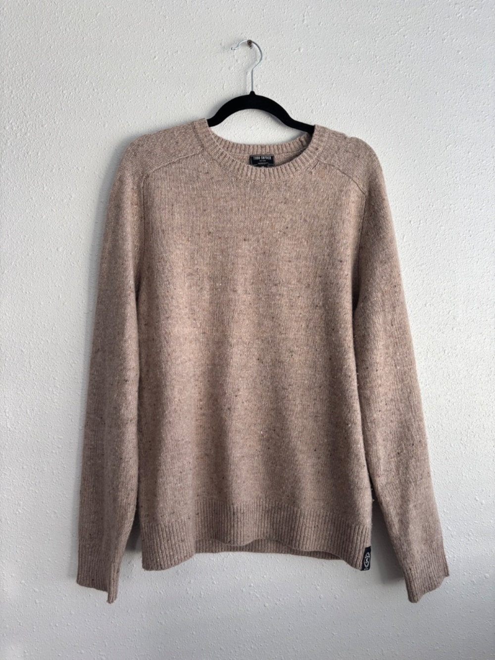 Todd Snyder Donegal Wool Blend Crewneck Knit Sweater in Oatmeal Tan